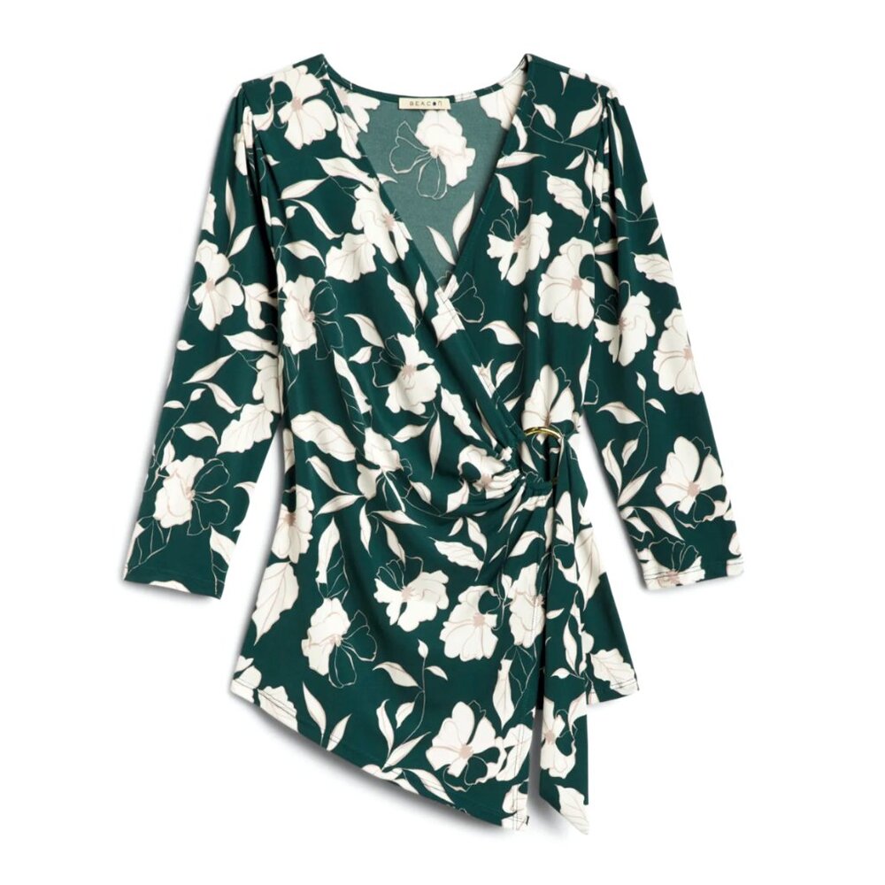 BEACON Jai 3/4 Sleeve Ring Detail Knit Top
